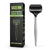 USEENN Ultra Wide Titanium Derma Roller for Face Hair Beard Scalp Skin Body Metal Handle 1200 Microneedling roller for Women and Men 0.25mm