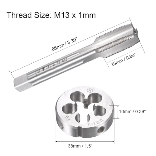 TOP-VIGOR M13 x 1mm Metric Tap and Die Set, Machine Thread Screw Tap with Round Threading Die - Image 2