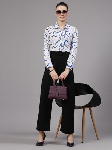Image of Style Quotient Women Beige White Stripe Printed Formal Shirt