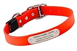 Biothane Custom Dog Collar – Waterproof, Stink-Proof Personalized Collar with Name & Phone Number – Durable, Many Sizes and Colors – Assembled in USA (Hunter Orange)