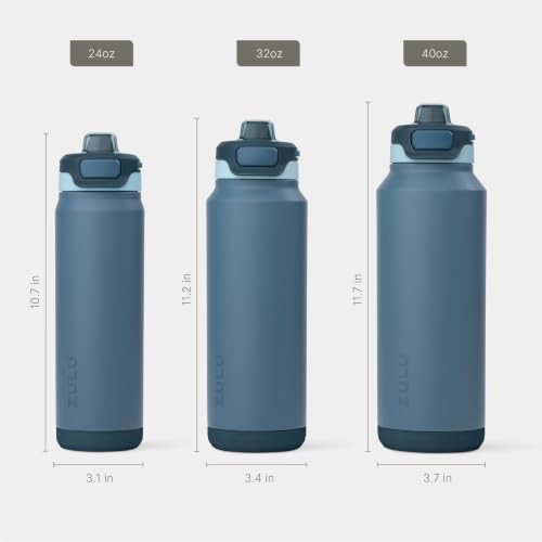 Image of ZULU Powerfill Pro 40oz Stainless Steel Water Bottle with Quick Fill Lid, Triple Walled Vacuum Insulated Metal, Leak Proof Locking Lid, Sip and Chug, Reusable BPA Free, High Tide