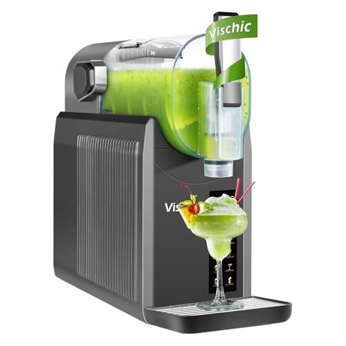 Vischic Slushie Machine: Slushy Machine for Home Use with 7 Preset Programs & Auto Cleaning Function, Frozen Drink Maker Easy to Make Slush Margarita Frappés Cocktail & More, 4H Fresh (Premium Grey)