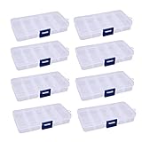ReachTop Jewelry Box Organizer Storage Container with Adjustable Dividers 8 Pack 10 Grids Clear Bead Organizer Plastic Jewelry Storage Containers for Women