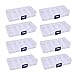 ReachTop Jewelry Box Organizer Storage Container with Adjustable Dividers 8 Pack 10 Grids Clear Bead Organizer Plastic Jewelry Storage Containers for Women