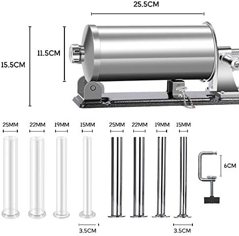 MASTER FENG Sausage Stuffer - Stainless Steel Homemade Sausage Maker Horizontal Meat Filling Kitchen Machine, Packed 8 Stuffing Tubes (6 LBS /3.5L Horizontal) - 2