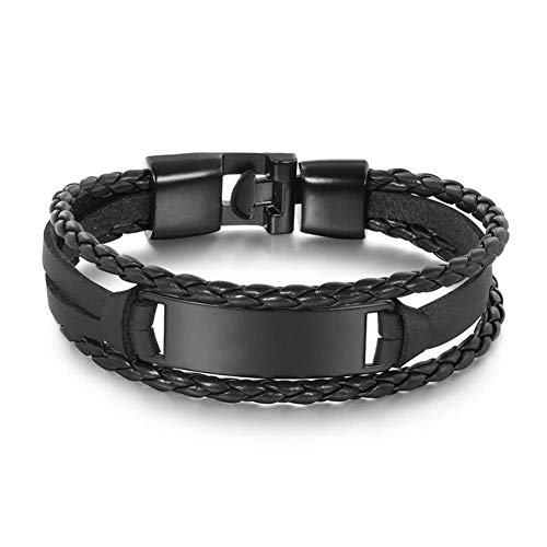 Jhua Pulsera de Cuero Tejida de m¨²ltiples Capas Simple y Vers¨¢Til para Hombres con Caja de Regalo para Novio, Padre