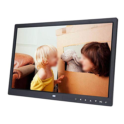 Qinlorgo Écran Photo numérique de 15' HD, Bouton Tactile Multifonction, Cadre Photo numérique, réveil, Lecteur de Film MP3/4 avec télécommande(Noir)