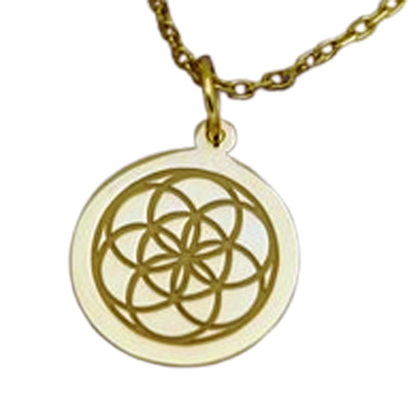 Collier Graine de Vie en argent plaqué or, le cadeau idéal pour homme et femme