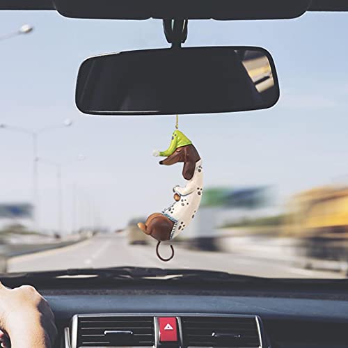 Halatua Weihnachtsdekoration zum Aufhängen – Weihnachts-Dackel-Weihnachtsbaum-Anhänger | lustige Verzierungen Auto-Anhänger Dekor Weihnachtsschmuck Urlaub Party Geschenk