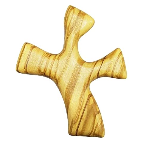 Natural Olive Wood Holding Cross for Praying Clinging Clutching Handheld Comfort Wooden Proyer Cross Gift Hand Hold Palm Size Cover