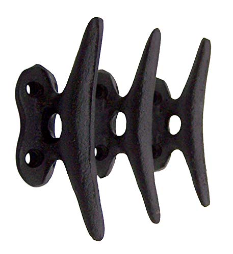 Nautical Black Cast Iron Boat Cleat Wall Hooks, 3.5 Inches, Set Of 3 #TOP1