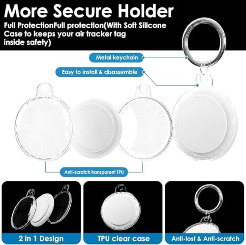 4-Pack Bluetooth Tracker for Android Android GPS Tracker Tag GPS Tags for an-Droid Both iOS and an-Droid Compatible,for Keys,Suitcase,Wallet and More(with 4 Keyrings and Waterproof Cases) — view 6
