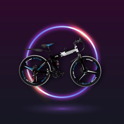 Image of Amaze Kai Dual Suspension Bikes Bmv Foldable Gear Cycle for Men with 21 Speed Gear 3 Spoke | Folding Mountain Bike with Double Disc Break & Mac Wheel, 26 Inch (Black)