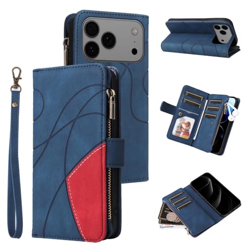 Étui pour iPhone 12 Pro Max à double fermeture éclair bleu