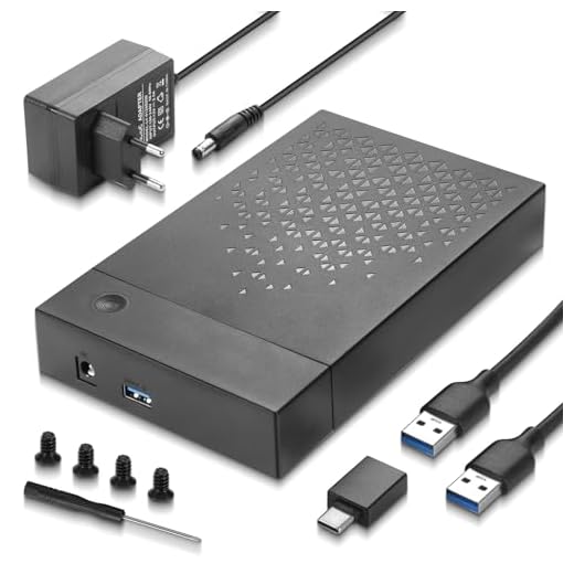 Festplatten Docking Station, USB3.0 SATA HDD Festplattengehäuse für 2,5 und 3,5 Zoll SATA HDD/SSD, 6Gbps Festplatten Adapter mit 12V/2A Netzadapter Unterstützt UASP