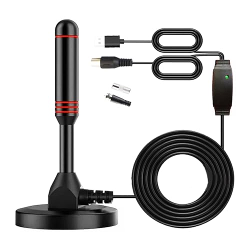 TV Antenna Small Indoor Antennas with Magnetic Base and 360° Reception Support Smart 4K 1080P Fire TV and All Older TV's HDTV Television for Free Local Channels - red
