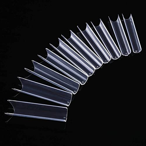 Extra Long C Curve Half Cover Nail Tips, Misssix Clear 500PCS XXL Long Straight Square Shape Tips for Acrylic False Nail