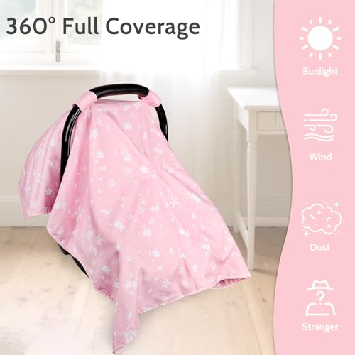 Image of ManFaiSky Car Seat Cover Baby, Soft Carseat Covers Baby Girl, Multi-Use Nursing Cover & Infant Carseat Canopy, Pink