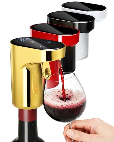 Image of 5 in 1 Wine Aerator Whiskey Dispenser,Liquor Decanter, Alcohol Pourer-Gold | World Cup Party Essential | 1-Second Aeration | Easy Tap-to-Pour | 1-999ml Precision | USB-C Rechargeable | Smart&Automatic