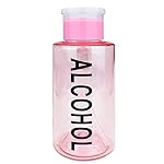 10oz Pink with Word Imprint Push Down Pump Dispenser Empty Refillerable Bottle with Flip Top Cap - for Nail Polish, Travel, Cosmetics Packaging