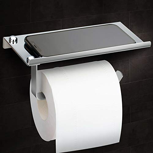 Preisvergleich Produktbild Toilettenpapierhalter, Toilettenpapierhalter Edelstahl Klopapierrollenhalter Wandhalterung Klorollenhalter WC Klopapierhalter Papier Halterung Rollenhalter mit Ablage