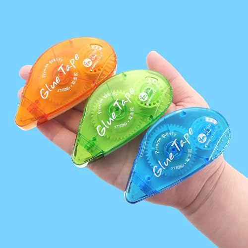 THECLOUDMALL® Double Sided Tape Roller, Adhesive Scrapbooking Glue, Dispenser Runner for Crafts and Arts Projects, Photo Adhesive for Scrapbooking (Pack of 3)