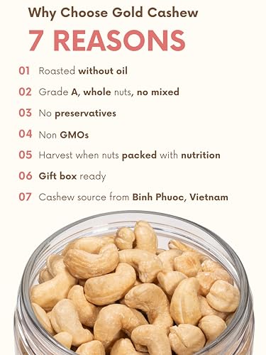 Image of Cashews Roasted Lightly Salted - Snacks for Adults, Whole Nut (No Mixed), Oil Free, Farm Fresh, Plant Based Protein, Promote Heart Health & Weight Loss, Only Nuts & Sea Salt, 17.64 oz (Pack of 1) (Salted)