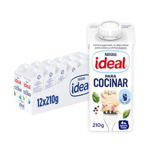Nestlé Ideal - Leche evaporada semidesnatada - Caja de leche evaporada 15 x 200 ml (210 g)