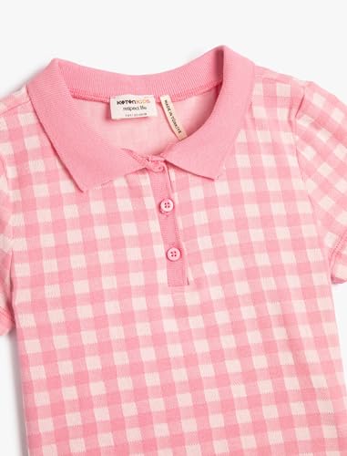 Koton Girls Polo T-Shirt Crop Short Sleeve Button Detail Slim Fit Cut