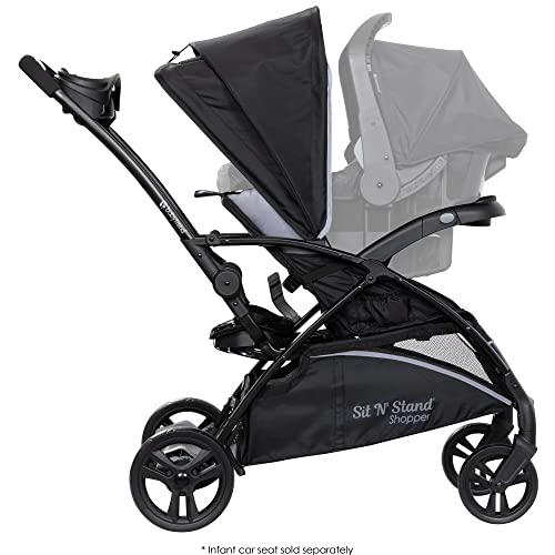 Baby Trend Sit N' Stand 5-In-1 Collapsible Shopper Stroller With Canopy, Visor, Extendable Storage Basket, Phone Tray, And 2 Cup Holders, Stormy #TOP2