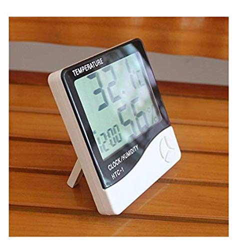 Parssufy HTC-1 Room Thermometer with Humidity Incubator Meter and Accurate Temperature Indicator Wall Mounting LCD Digital Clock Monitor for Indoor/Outdoor (White) 4