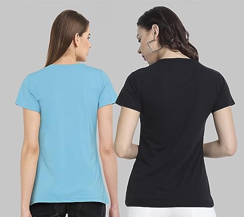Image of Combo Women's T-Shirts, Cotton Half Sleeves Round-Neck Printed T-Shirt for Girls, & Women Tees (Pack of 2) 960-980-