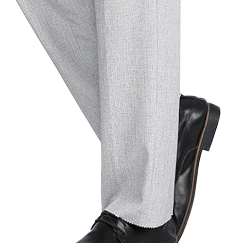 Maiyifu-GJ Men's Wrinkle Free Double Pleated Dress Pants Lightweight Business Suit Pants High Waist Loose Fit Work Pants​3