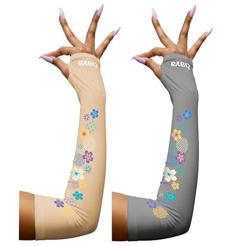 Image of TVARRA Anti-Tan Fingerless Arm Sleeves for Women|UV Protection Hand Cover Sleeves for Bike Riding, Running & Outdoor Use,Dust & Summer Protection Arm Sleeves
