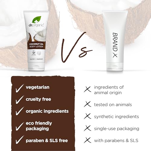 Dr Organic Coconut Oil Lotion, Moisturising, Dry Skin, Mens, Womens, Natural, Vegetarian, Cruelty-Free, Paraben & SLS-Free, Organic, 200ml, Packaging may vary - Image 5