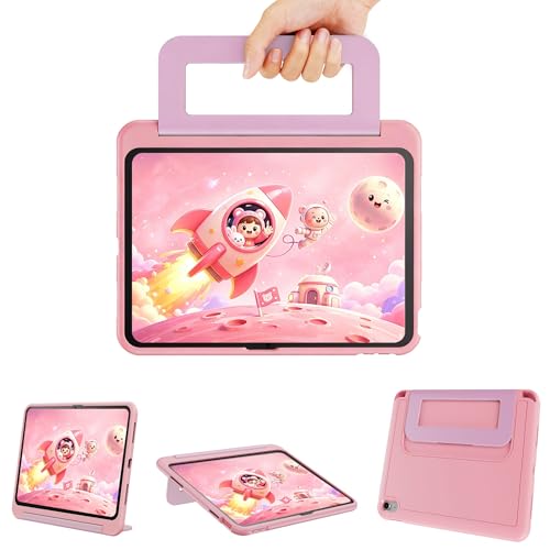 INFILAND Kids Case for iPad A16 11 Inch 2025 (11th Gen) iPad 10th Generation (10.9 Inch 2022) Durable Soft Shockproof Stand Protective Cover with Handle (Pink Purple)