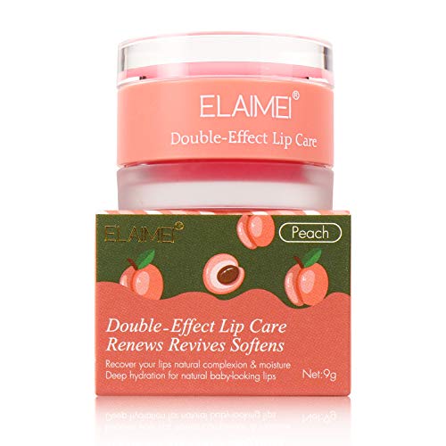 Lip Sleeping Mask, with Lip Scrubs Exfoliator & Moisturizer , Double Effect Lip Mask Overnight for Dry, Lip Masks Treatment, Cracked Lips, Peeling Lip Primer, Lip Repair Balm - Peaches