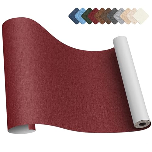 補修テープ 布 40 x 200cm リネン製 補修布シート ソファ 補修シート リネンパッチテープキット、椅子、枕、カーテン用ファブリックパッチテープ 深赤