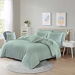 HOMES-LINEN Easy Care Poly-cotton Plain Dyed Duvet Cover Set (Duck Egg, Single)