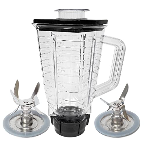 Veterger Replacement Parts 5-Cup Plastic Jar Assembly With Blade, Gasket, Bottom Cap, Lid. Compatible with Oster Blenders