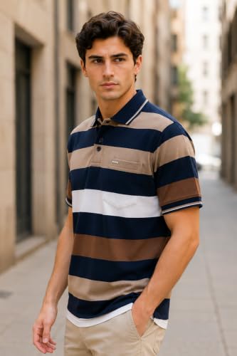 Image of GODFREY Half Cotton Polo T Shirt for Man with Pocket - Regular Fit Mens Collar Tshirt