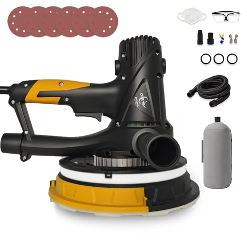 Drywall Sander Handheld Electric Wall Sanders with Vacuum with 4M Power Cord LED Light Variable Speeds 710W Electric Sandeing Machine for Wall Painting Prep with 6pcs 180mm Sandpapers