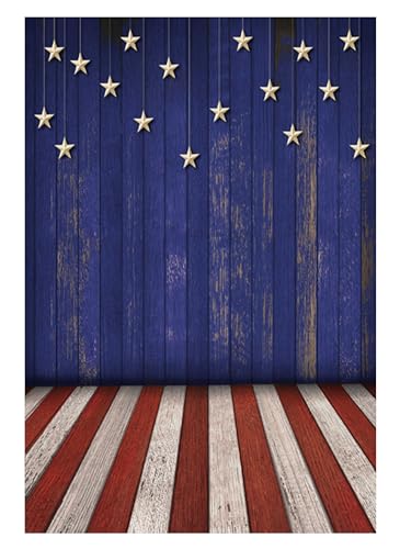 Funnytree Independence Day Rustic Wooden Floor Backdrop American Flag Plank Memorial Patriotic National Holiday Photography Background 4th of July Party Portrait Decor Banner Photo Booth Props 5x7ft