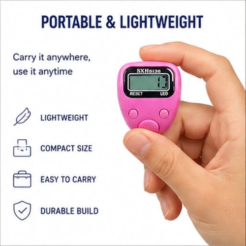 Image of Digital Finger Ring Tally Counter - LED Ring Counter for Mantra Jap, Cricket Umpire, Vehicles, Visitors & Counting | 5-Digit LED Display | Portable Multi-Use Tally Machine (Combo LED Counter)