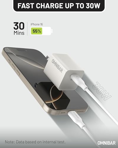 Image of 30W USB C Charger, Compact GaN PD 3.0 PPS Fast Wall Charger, White | Travel-ready • Pocket-size Design • Efficient Heat Management • Compatible with iPhone 17 /16, Galaxy S26 /S25, iPad, AirPods 4