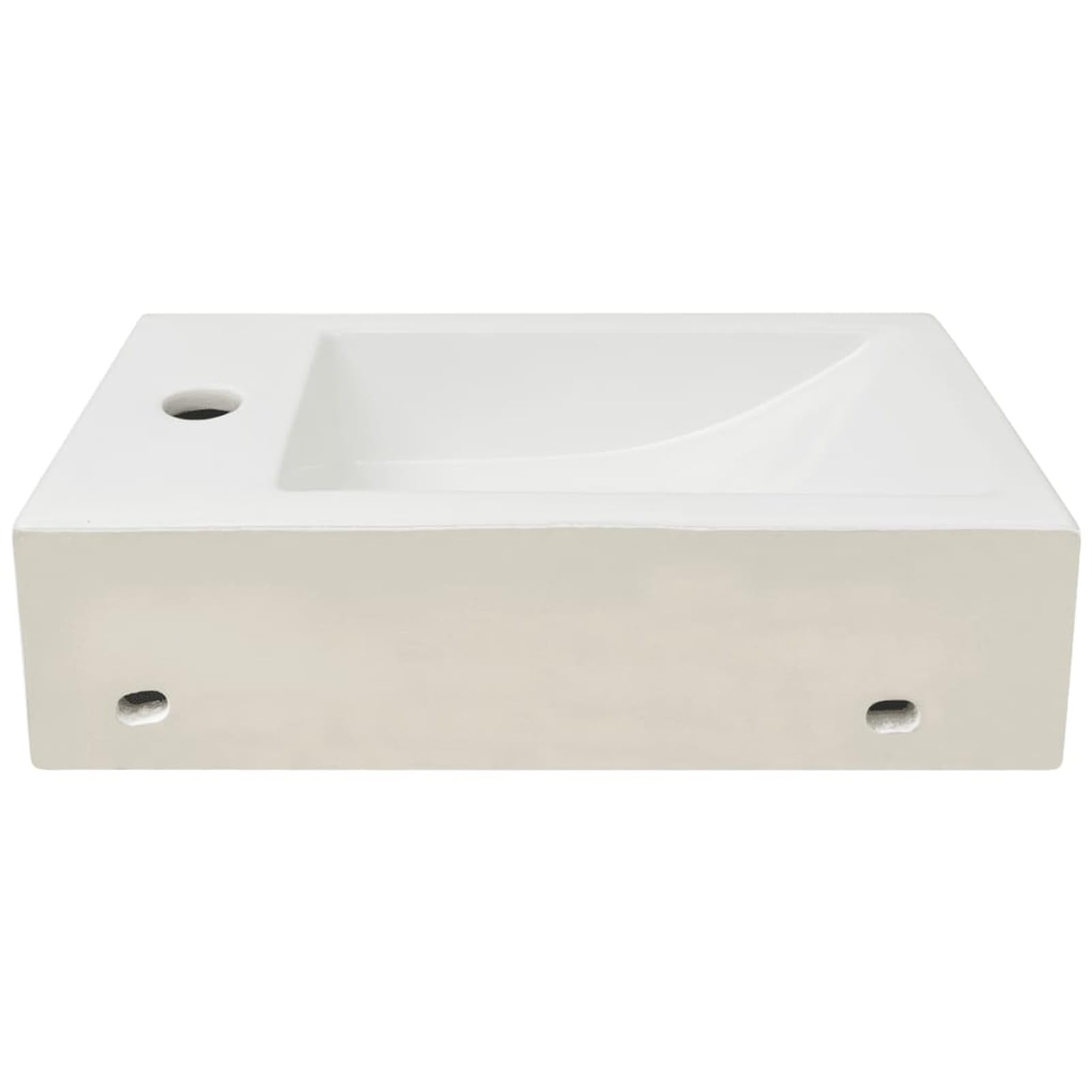 Lavabo con Agujero Grifo, Lavabo sobre Encimera, Lavabo Baño, Muebles De Baño, Mueble Lavabo, Rectangular cerámica 46x25,5x12 Blanco