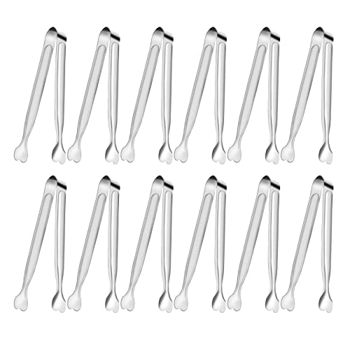 Serving Tongs, Anytrp 12-Packs Stainless Steel Sugar Tong, 5.3inch Small Tongs for Serving Food, Appetizers, Buffets, Coffee Bar, Kitchen, Tea Party, Desserts Party and Ice Bucket