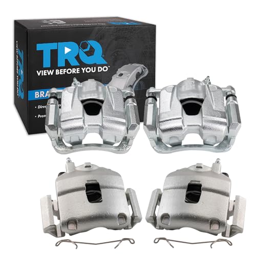 Image of TRQ Front and Rear Brake Caliper Set Zinc Coated Brackets Hardware Compatible with 2018 Fiat 500X 2018 Jeep Renegade