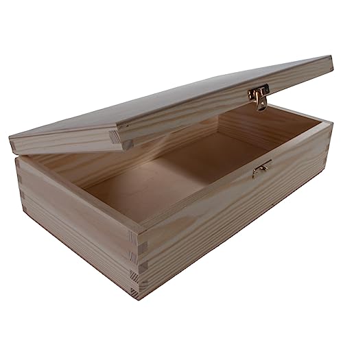 WooDeeDoo Rectangular Wooden Storage Box with Hinged Lid and Clasp, 28 x 16 x 8 cm - Image 3
