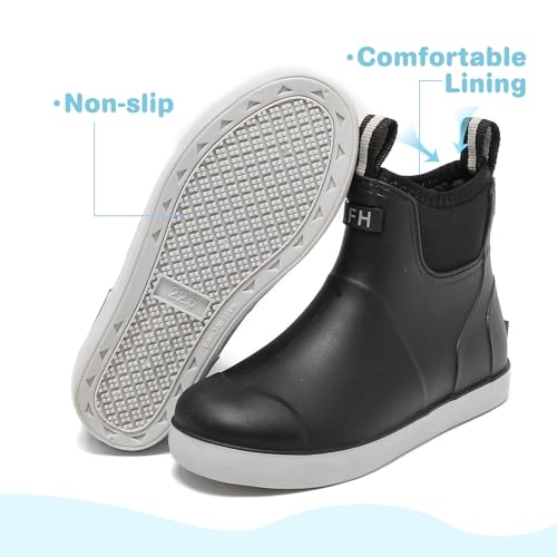Kids Deck Boots Boys Rain Boots Girls Rubber Ankle Boots Water Shoes, Non-slip Waterproof Outdoor Fishing Shoes for Childs School Play Footwear3